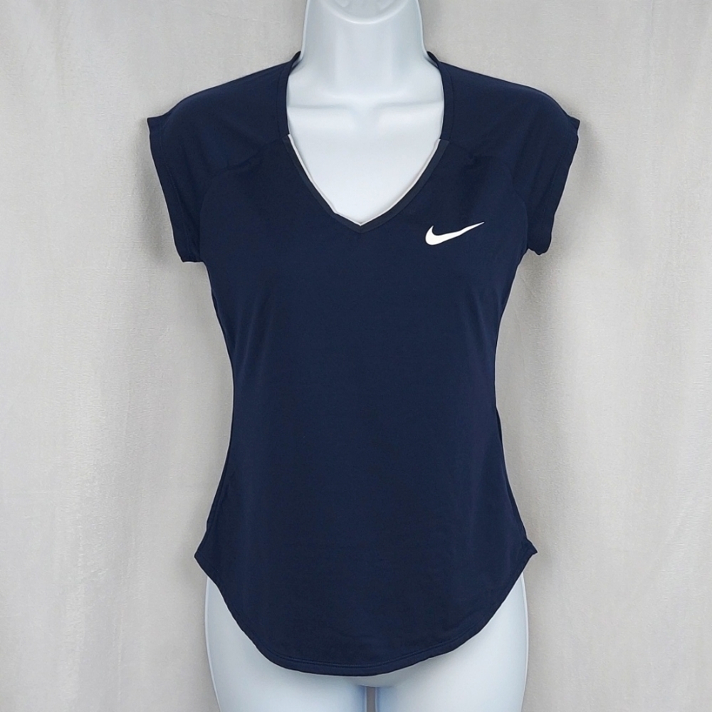 Women’s Nike Dry-Fit V-Neck Athletic Top - navy - XS - Picture 2 of 7